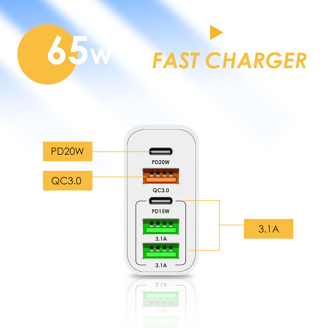 65W Adapter za brzo punjenje s više priključaka - Univerzalno i praktično!