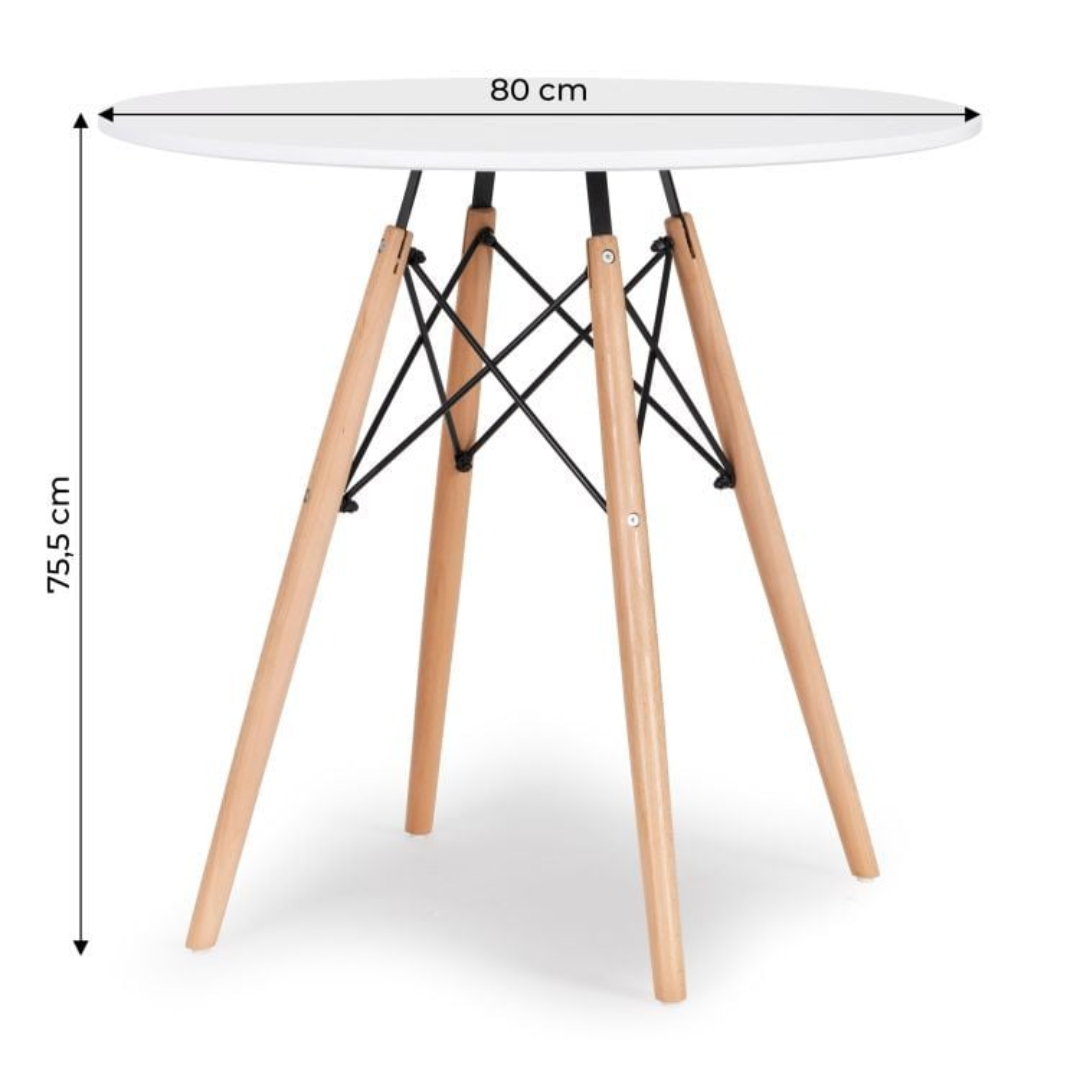 Stol Torino – Okrugli 80 cm (Bijela ili Crna)