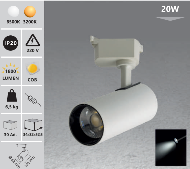 Track light 20W bijeli