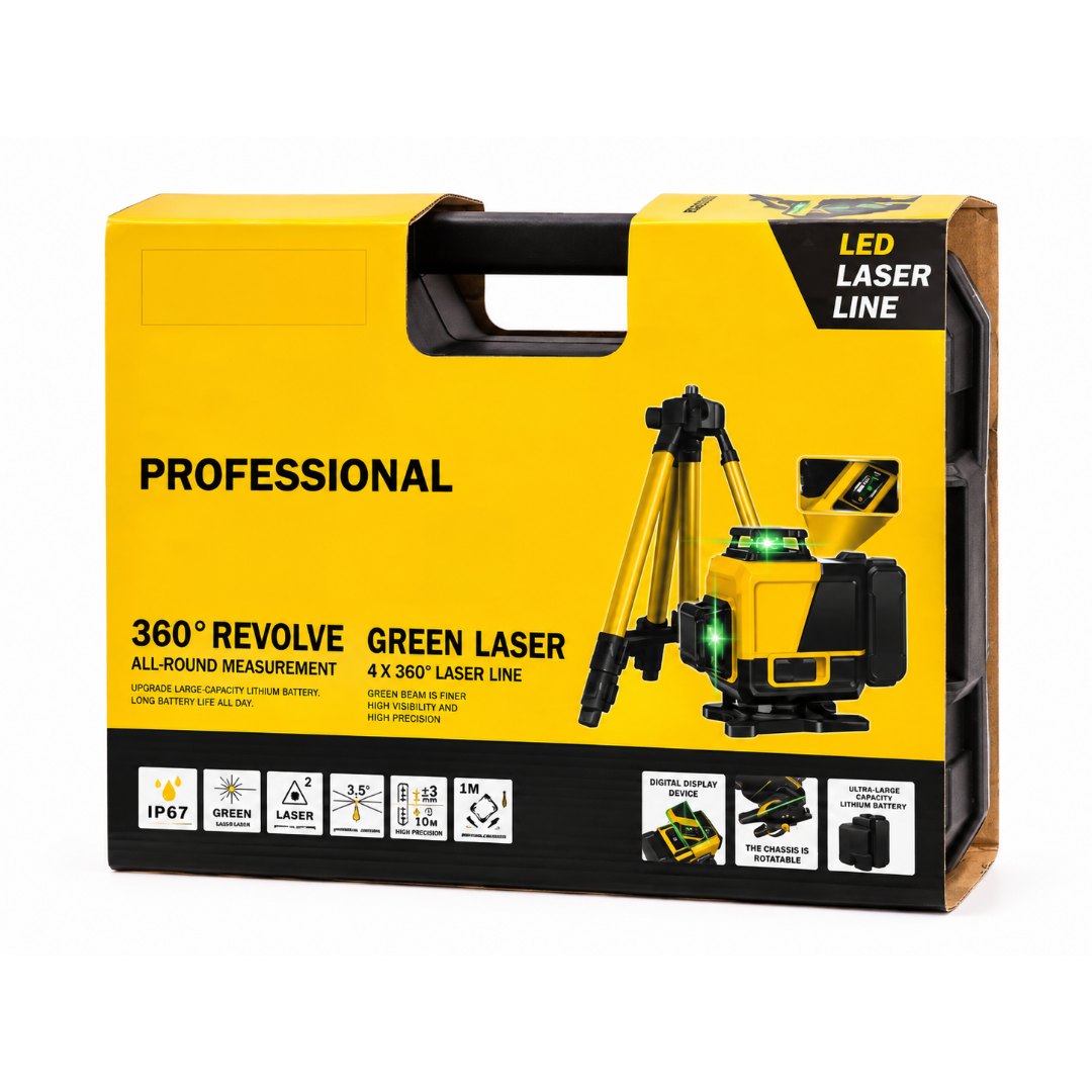 Laserski nivelir 4 × 360° – 16 linija – žuti