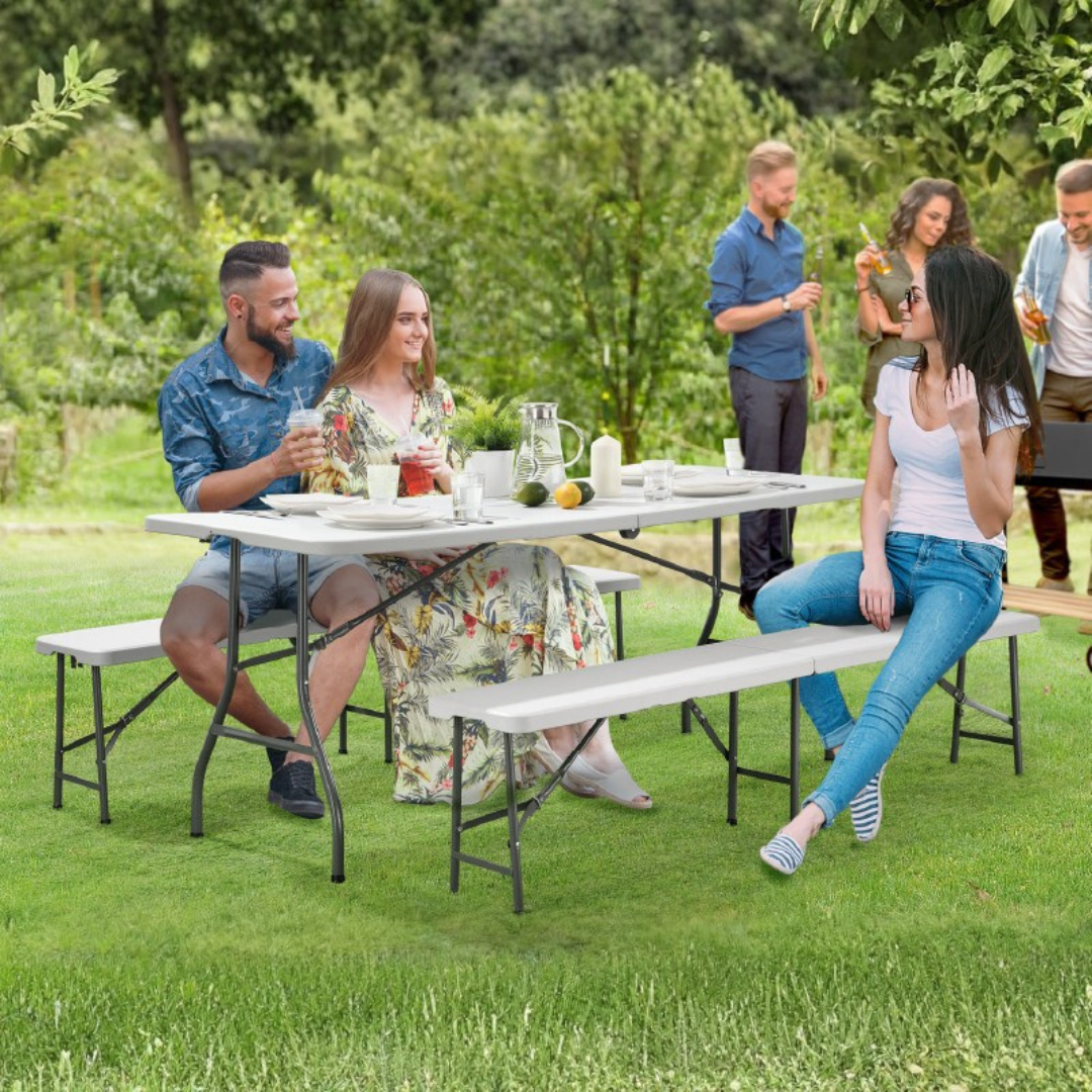 Sklopivi pivski set 180 cm – stol i 2 klupe